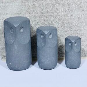 IKEA TONAD Set of 3 Concrete Gray Owls Home Decor
